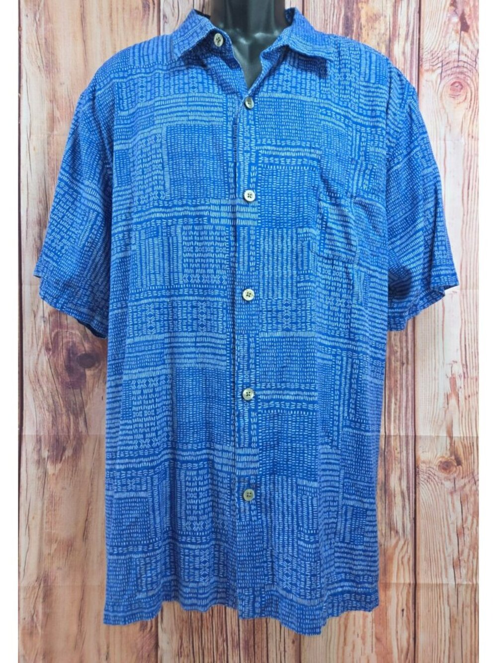 Tommy Bahama Mens Blue Geometric Short Sleeve Shirt XXL